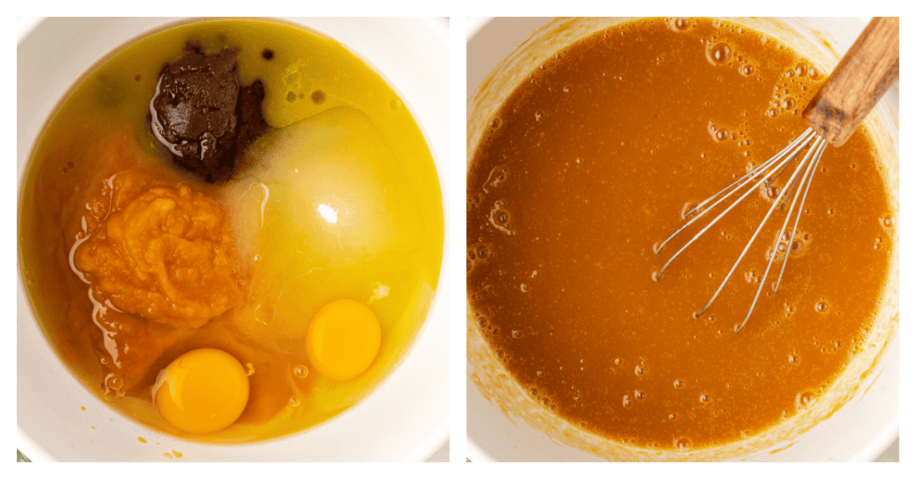 butternut squash bread wet ingredients in a bowl