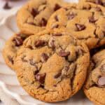 oat flour chocolate chip cookies on a plate