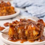 a slice of pumpkin bread pudding