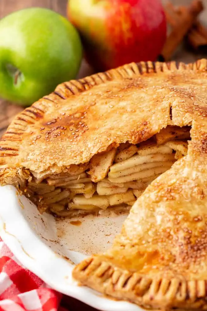 apple pie with a slice missing