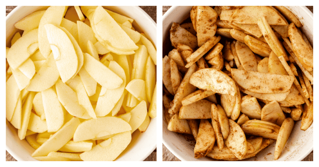 apples tossed with spices and flour