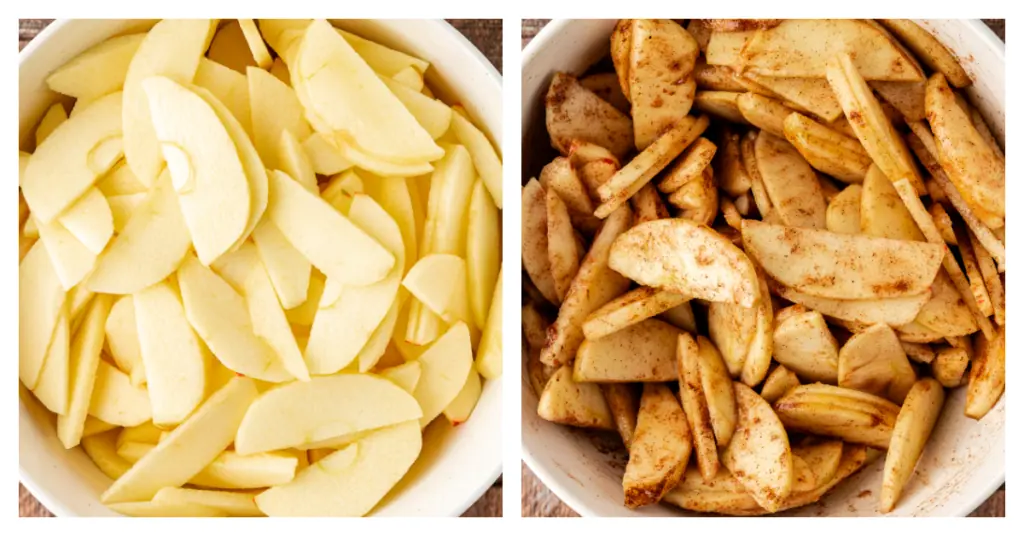 apples tossed with spices and flour