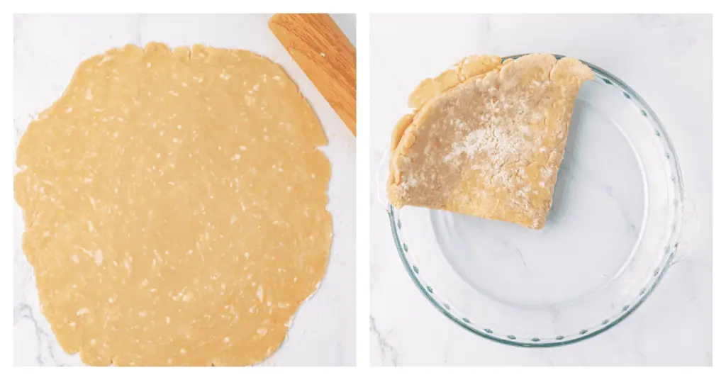 pie crust rolled out and folded into quarters and placed into pie plate