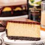 slice of baileys cheesecake on a plate