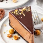 slice of nutella cheesecake on a plate