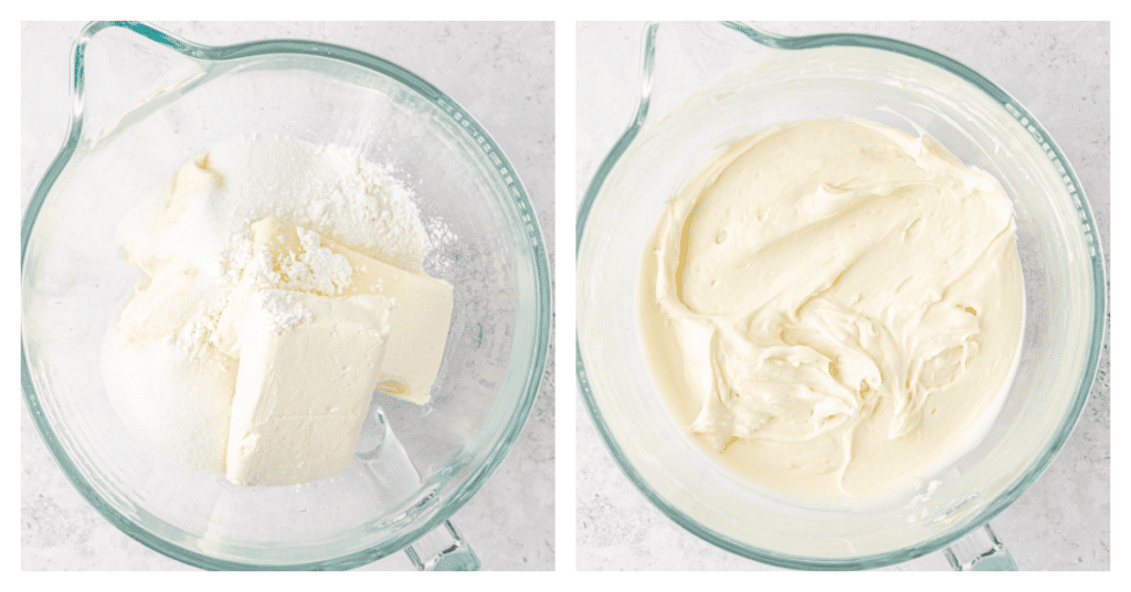 cream cheese, sugar, and cornstarch creamed together