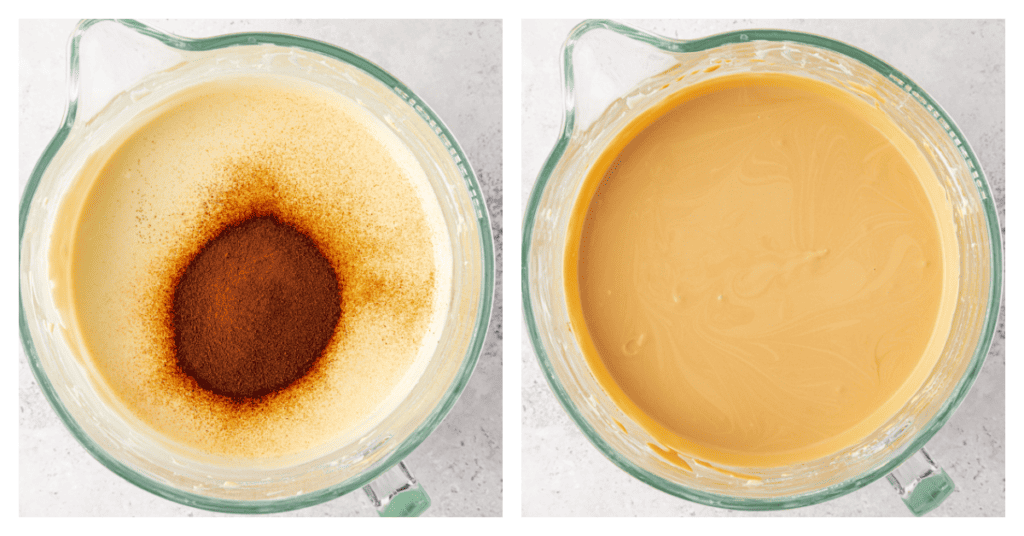 espresso powder stirred into cheesecake batter