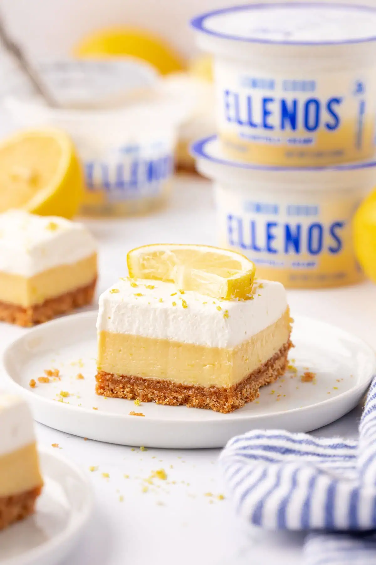 lemon pie bar on a plate