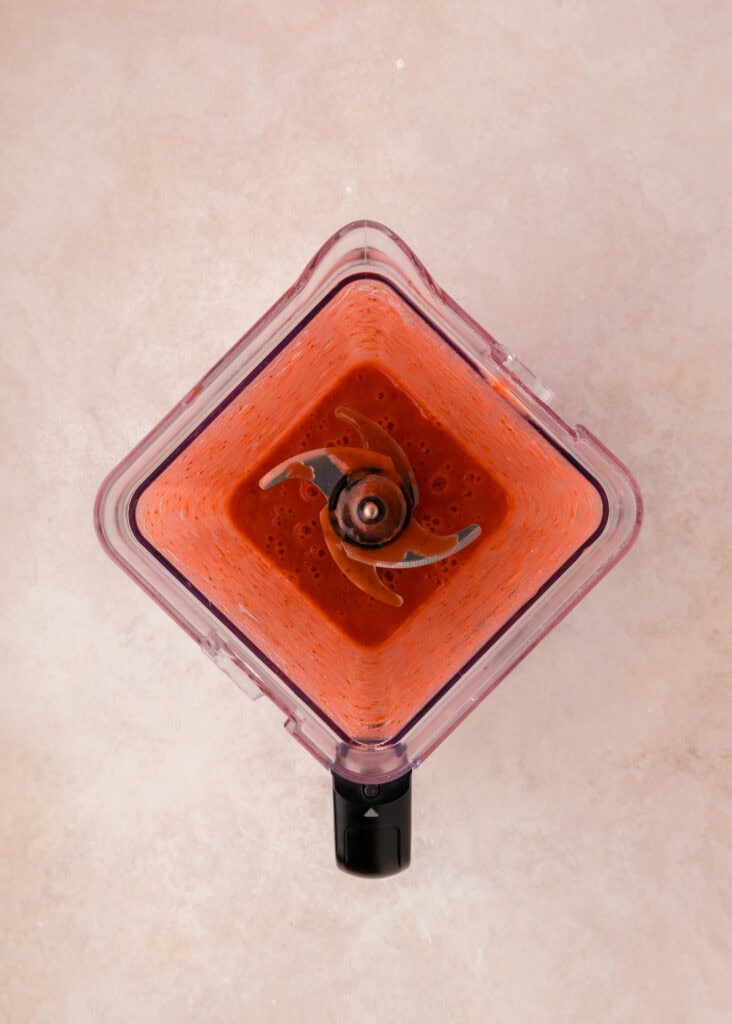 strawberry sauce in a blender