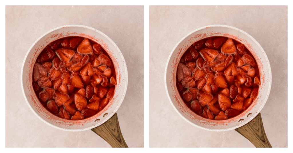 strawberries cooked down in a stovetop