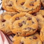 almond flour chocolate chip cookies on a wire rack