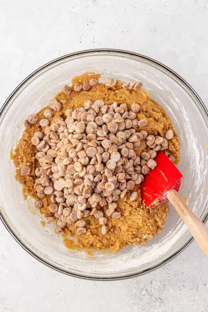 peanut butter chips stirred into cookie dough