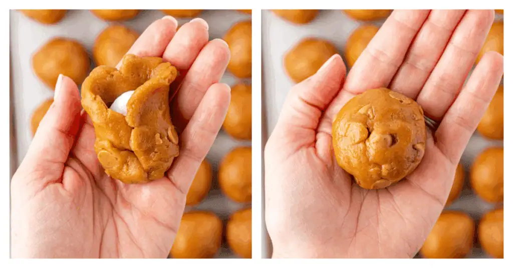 peanut butter cookie dough folded around the fluff