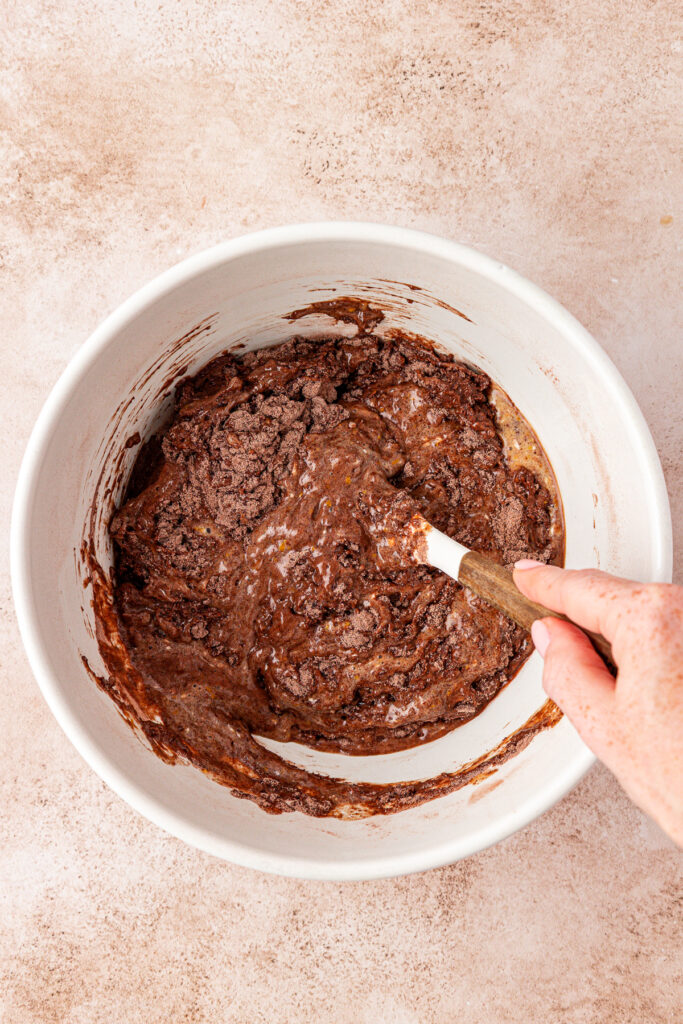 dry and wet ingredients whisked together