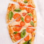 flatbread margherita pizza sliced