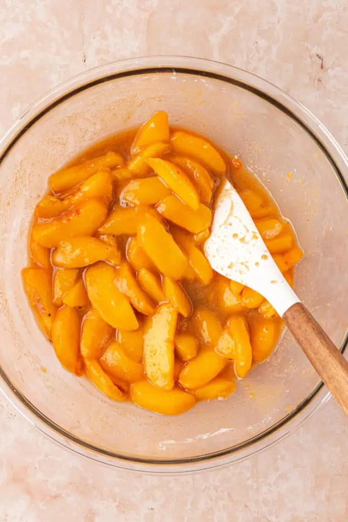 bowl of peach filling