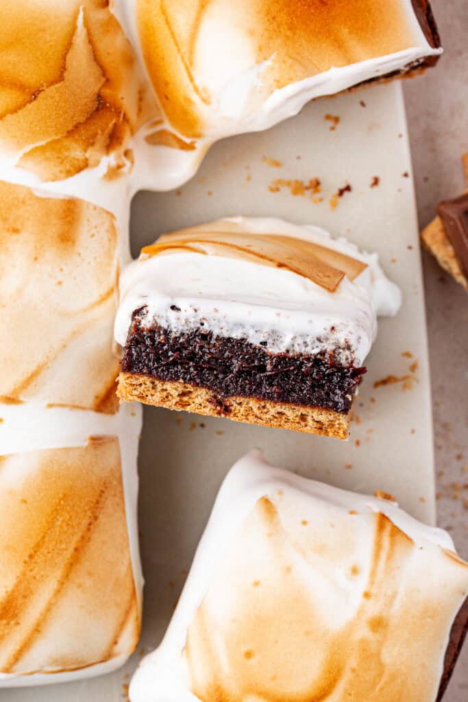 smores brownie turned on its side