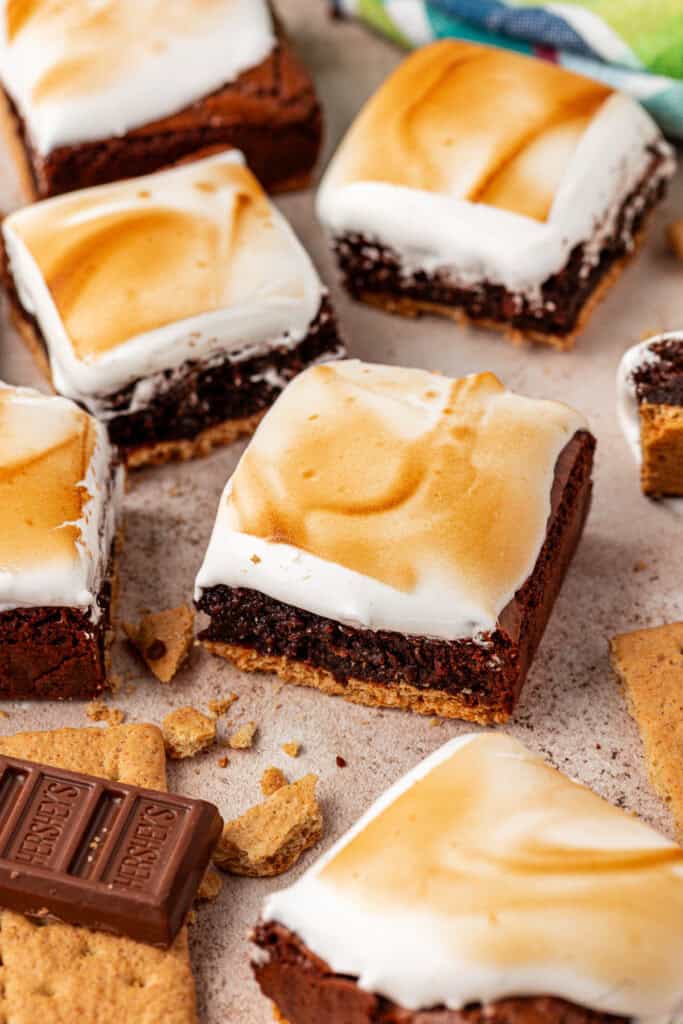 smores brownies cut up