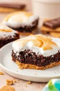 smores brownie with a bite taken out of it