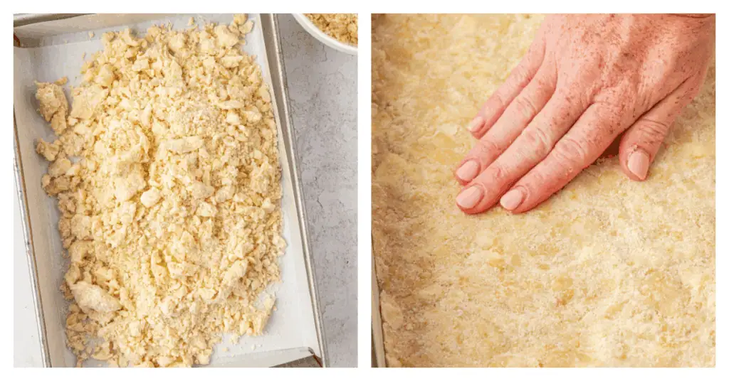 crumble mixture pressed into bottom of the pan