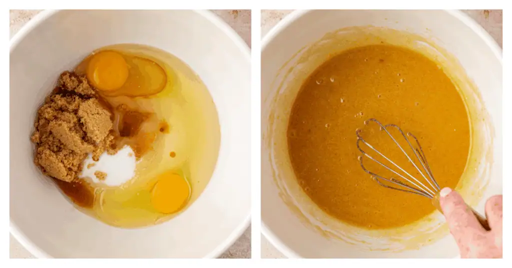 brownie wet ingredients in a bowl