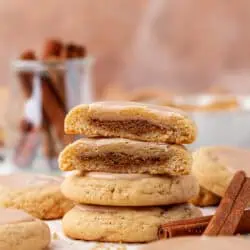four brown sugar pop tart cookies stacked on top of each other