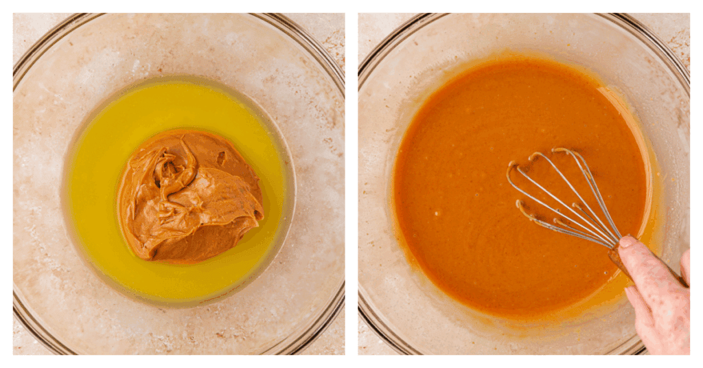 butter and peanut butter whisked together