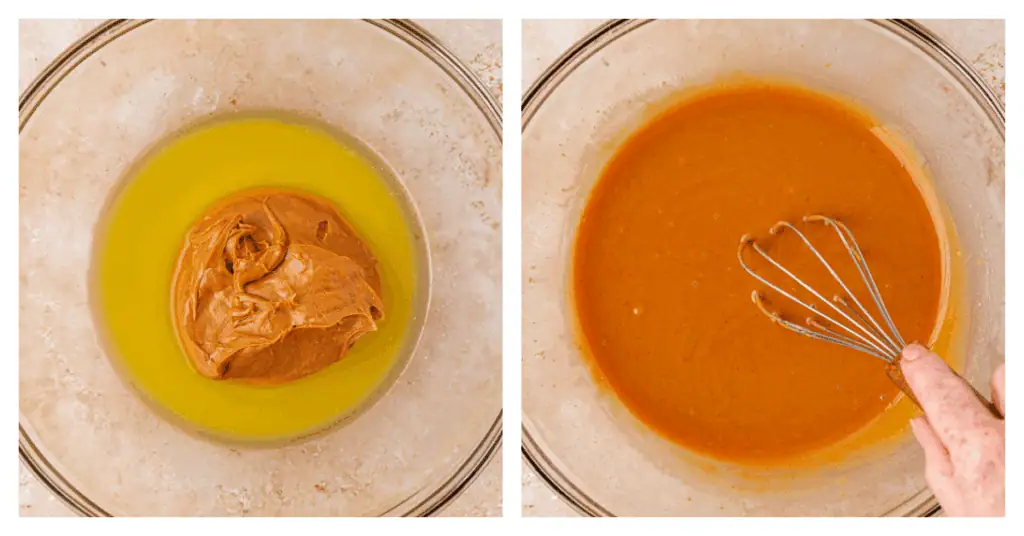 butter and peanut butter whisked together