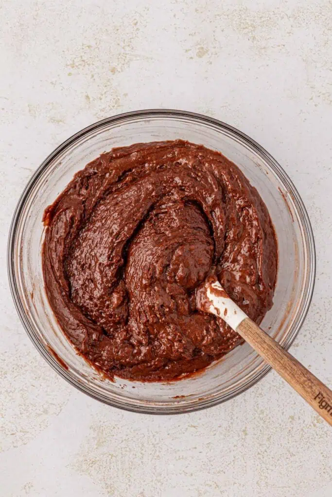 chocolate cupcake batter in a bowl 
