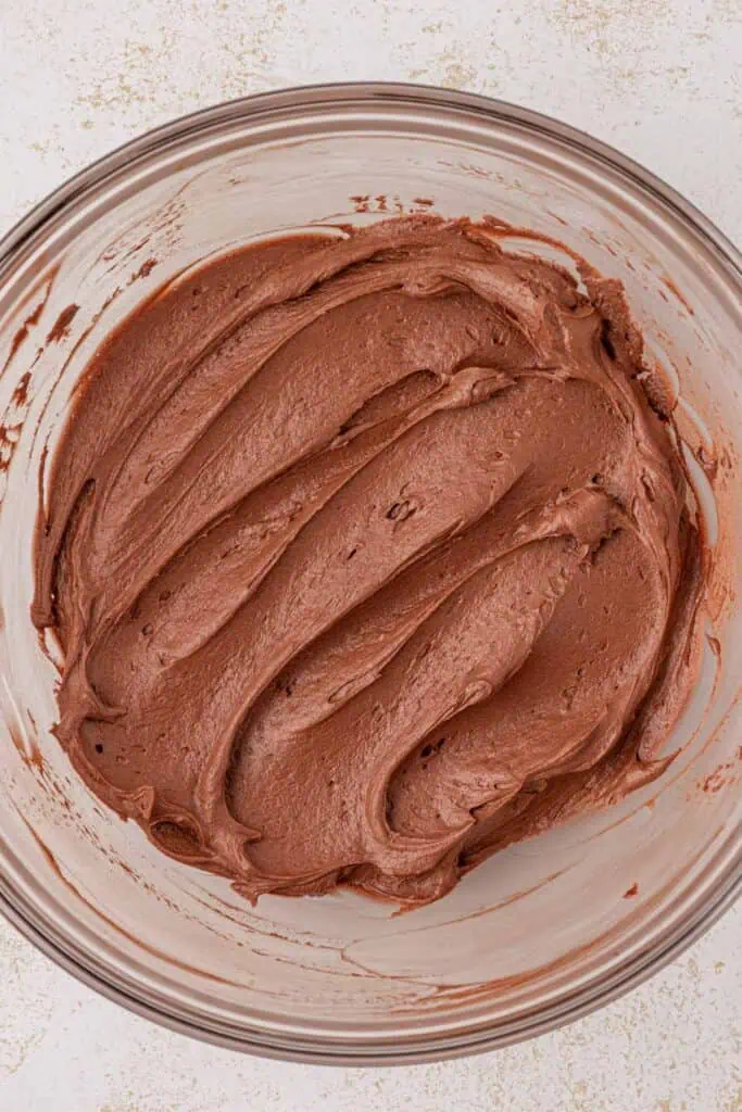 chocolate frosting in a bowl