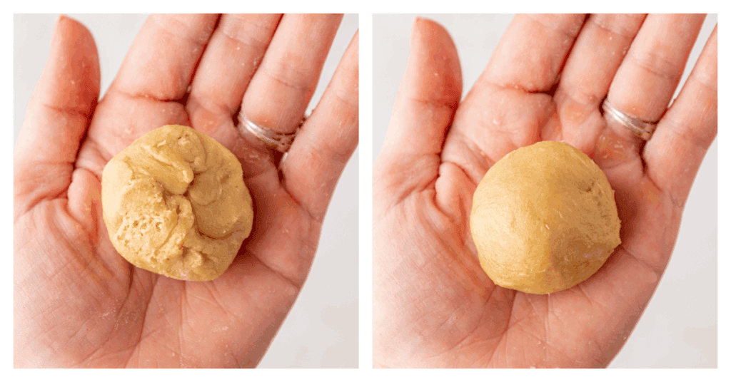 dough ball smoothed round in hand