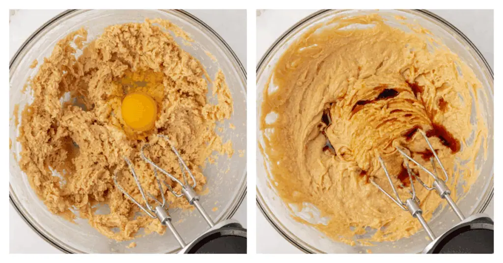 eggs and vanilla added to cookie dough