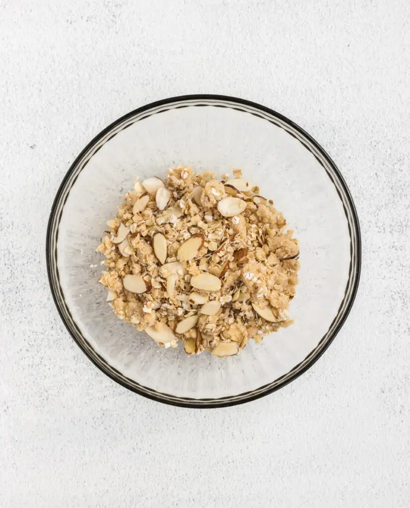 almond oat crumble in a bowl