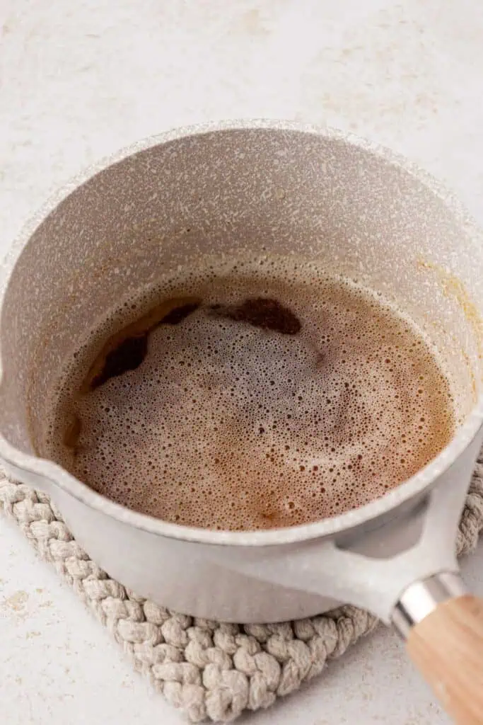 browned butter in a saucepan