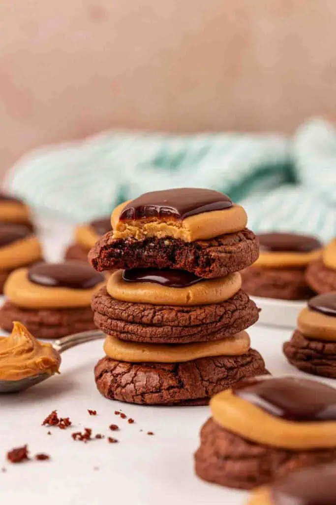 three cookies stacked