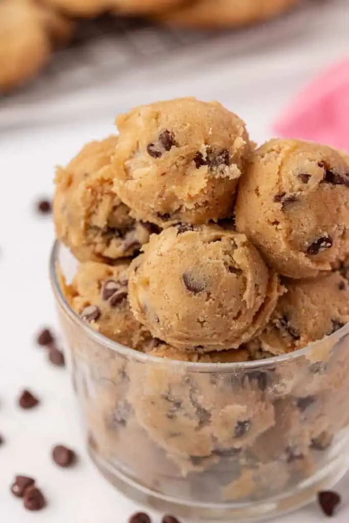 a jar of a bunch of edible cookie dough balls