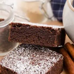two gingerbread brownies stacked on top of each other