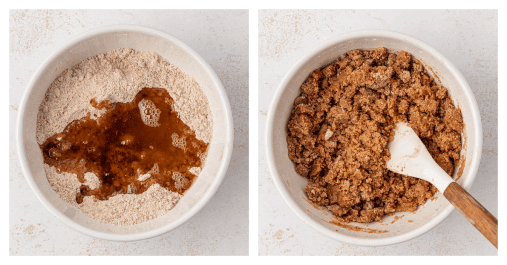 browned butter stirred into crumble topping