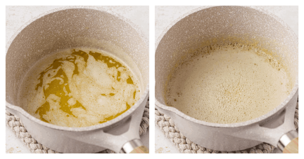 melted butter in a stovetop