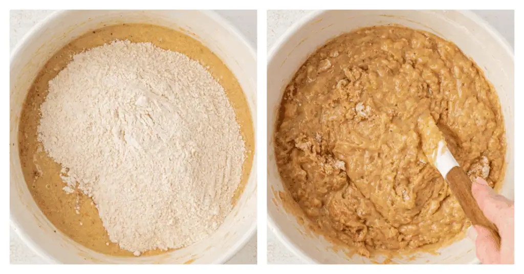 dry mixture stirred into banana bread batter