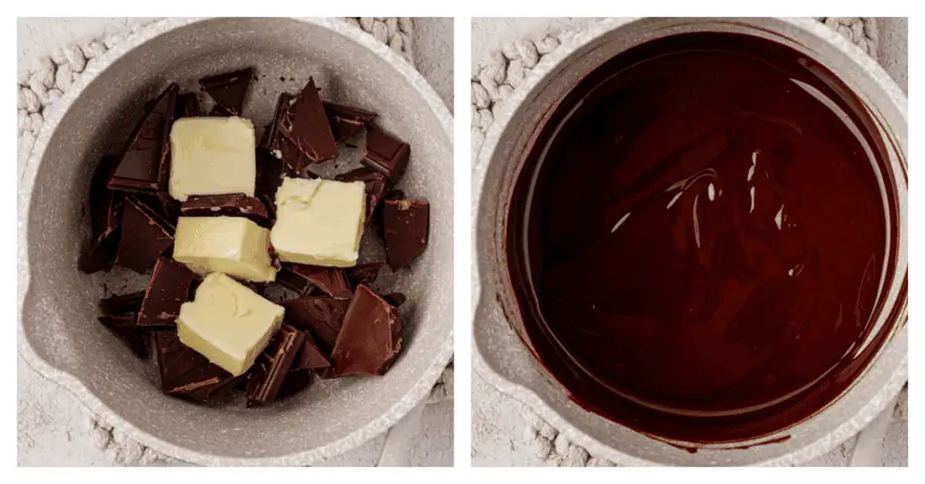 butter and chocolate melted together in a saucepan