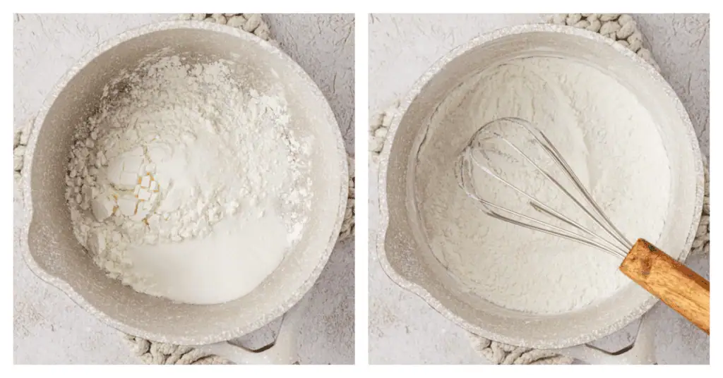 chocolate pudding mixture in a saucepan