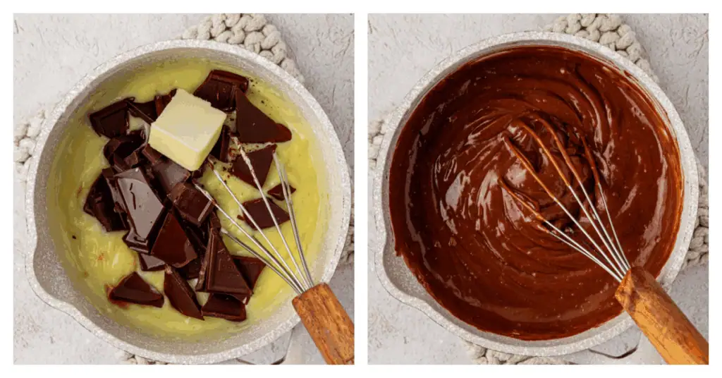 butter and chocolate added to saucepan