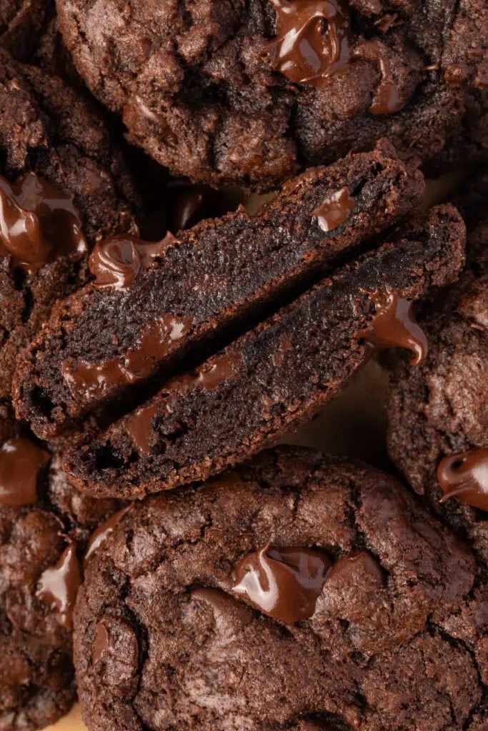 double chocolate chip cookie broke in half