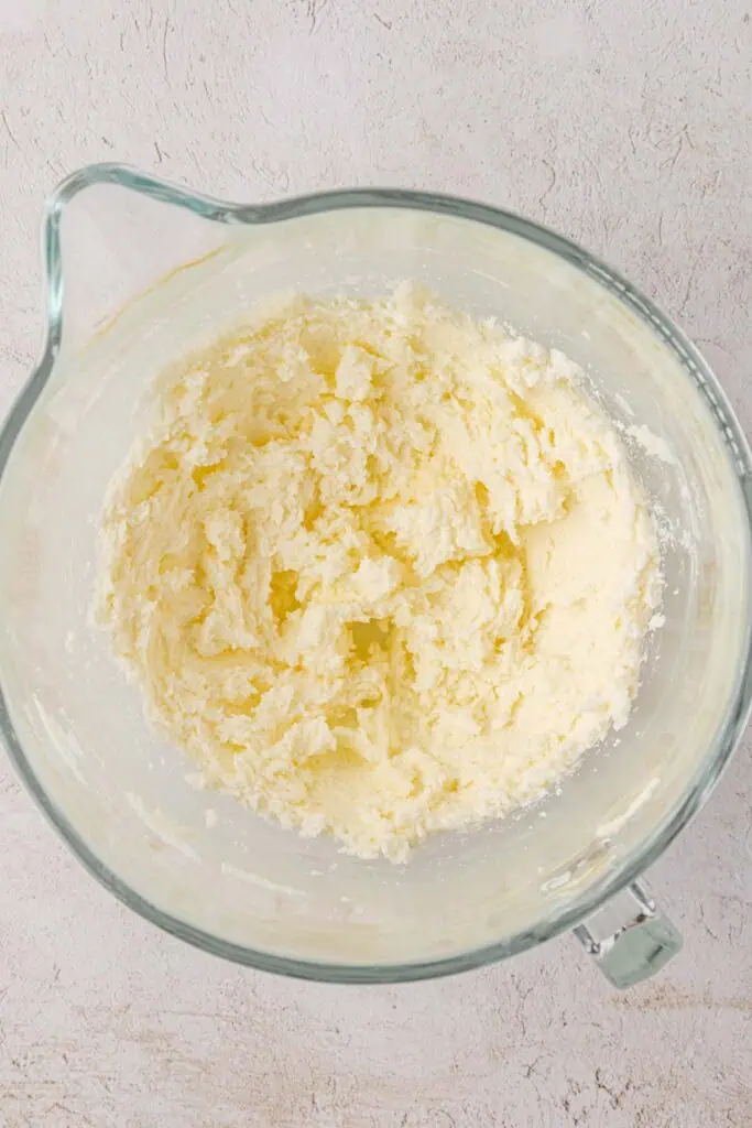 butter and sugar creamed together in a bowl
