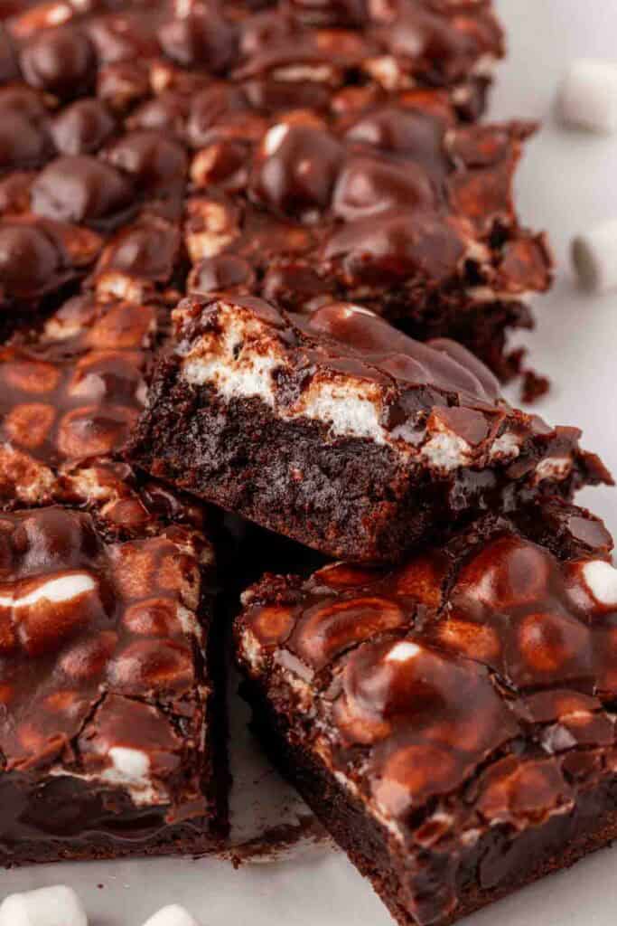 brownies cut and piled up