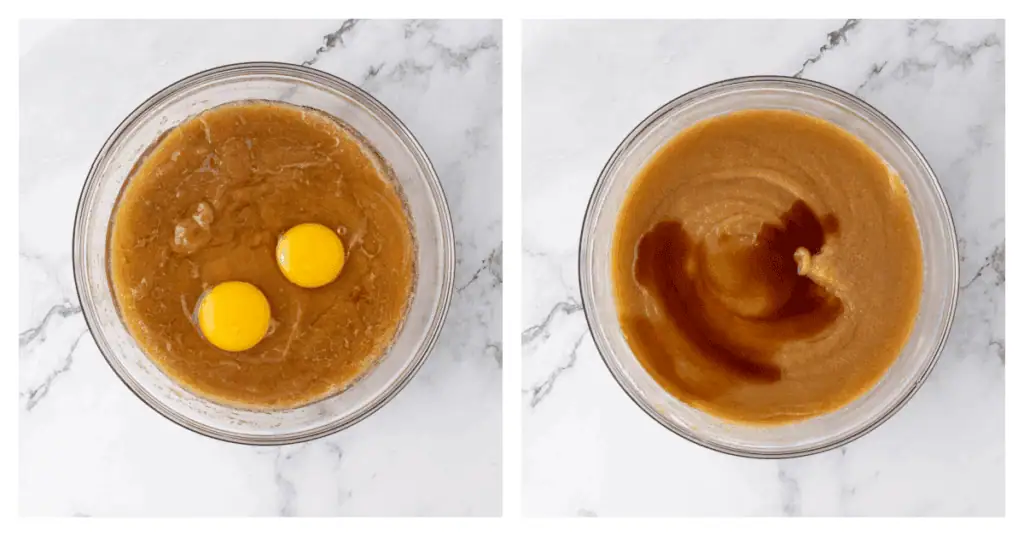 eggs and vanilla added to bowl