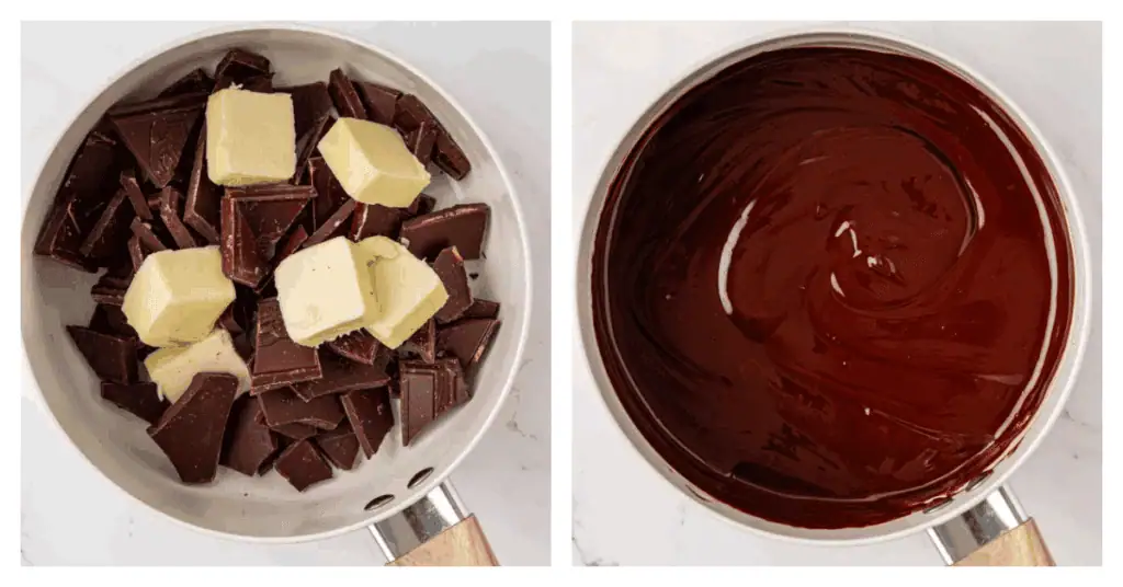 chocolate and butter melted in a saucepan
