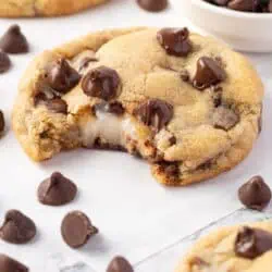 cheesecake stuffed cookie with a bite taken out of it