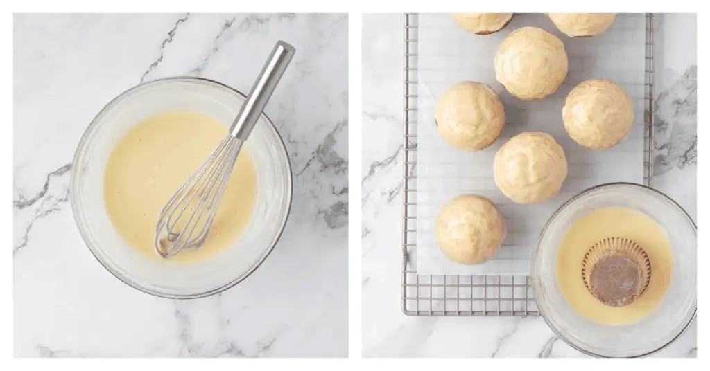 orange muffins dunked in a glaze